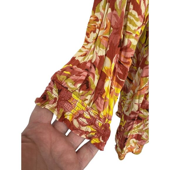 Torrid Esther Rust Floral Long Sleeve V-Neck Peasant Top Size 4X - Picture 5 of 9